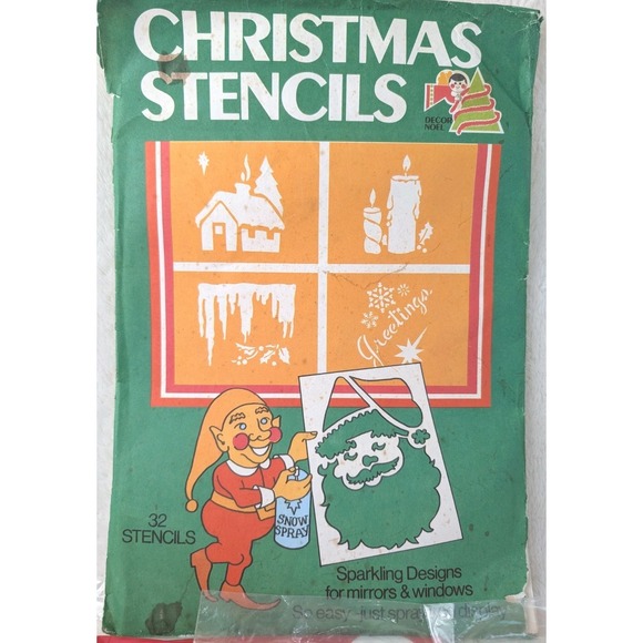 Vintage Christmas Stencils + Bag-A-Tree Removal Bags Lot Unused NOS Holiday... - Picture 2 of 3